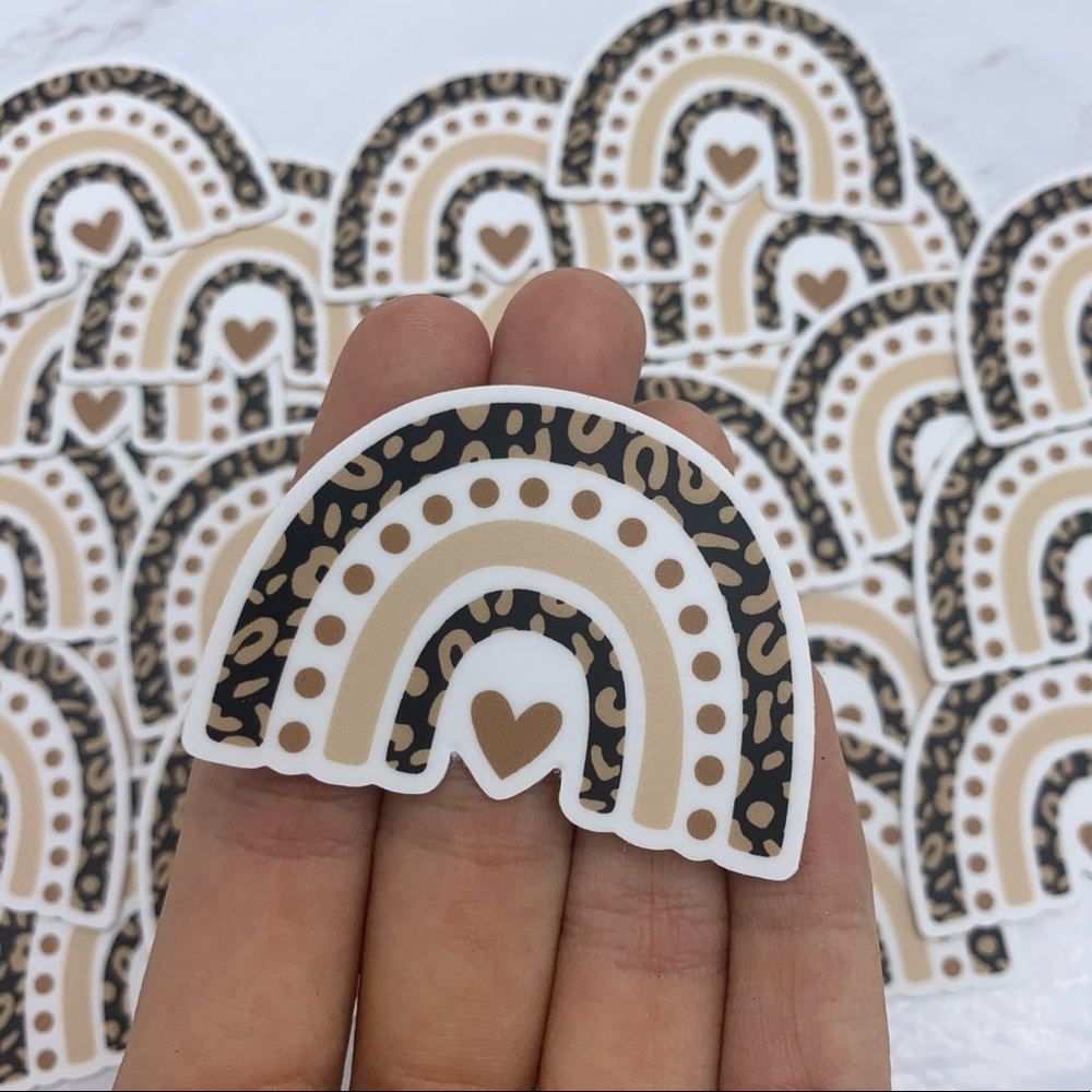 Leopard Print Rainbow Sticker - Waterproof Vinyl | Hand Drawn Cheetah Sticker